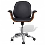 VidaXL Chaise de bureau pivotante en bois courbé noir