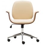 VidaXL Silla de Oficina Madera Curvada Crema