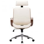 VidaXL Chaise de bureau avec appui-tête Bois/Crème