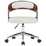 VidaXL Silla Oficina Giratoria Curvada Blanco/Madera