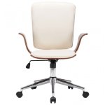 VidaXL chaise de bureau pivotante cuir synthétique bois courbé crème