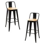 Packs Taburetes Altos - Pack 2 Taburetes Torix Respaldo Madera Natural - Negro