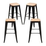 Packs Taburetes Altos - Pack 4 Taburetes Torix Madera Natural - Negro mate