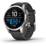 Garmin Fenix 7S GPS NFC Bluetooth 42mm MIP Prata com Correa Grafite Pequena Resistente Água 10ATM SpO2 Pulsómetro Monitor Sono