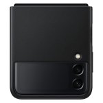 Capa para telemóvel Samsung Leather Cover Couro Preto Resistente a Riscos Galaxy Z Flip3 5G