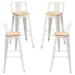 Packs Taburetes Altos - Pack 4 Taburetes Torix Respaldo Madera Natural - Blanco