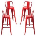 Packs Taburetes Altos - Pack 4 Taburetes Torix Respaldo - Rojo
