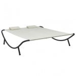 Tumbona Crema con 2 Almohadones Estructura de Acero Resistente a la Intemperie Tumbona Crema con 2 Almohadones Estructura de Acero Resistente a la Intemperie