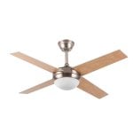 Ventilatore da soffitto Fabrilamp Ciro con controllo motore DC e pale reversibili faggio/argento