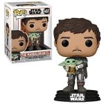 Funko Pop Star Wars Le Mandalorien Mando tenant bébé Yoda enfant