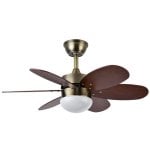 Fabrilamp Alves Ventilador de Techo Vintage con Motor DC y Luz 20W Cuero