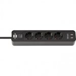 Brennenstuhl Power Strip Ecolor avec fonction de charge USB 4 prises Noir/Noir 1,5 m