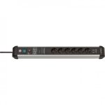 Multiprise Brennenstuhl Premium-Protect-Line avec USB-3.1A et 6 prises 3 m Argent/Noir