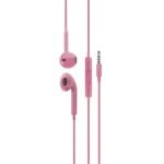 Auriculares DCU Tecnologic 34151002 con cable, conexión jack, para llamadas y música, micrófono y control de volumen, color rosa