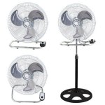 Ventilador Helios Home Tramontana 3 en 1 45W altura ajustable inox/negro