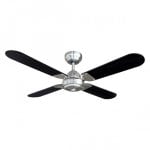 EDM Balear Ventilador de Techo con Aspas Reversibles y Mando 50W Negro/Cromado