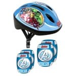 Capacete, joelheiras e cotoveleiras dos Vingadores