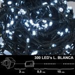Luci Natalizie 300 Led Luce Bianca Interno/Esterno (ip44)