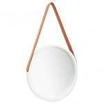 Vidaxl Espejo De Pared Con Correa Blanco 40 Cm