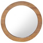 Vidaxl Espejo De Pared Redondo Teca 60 Cm