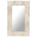 Vidaxl Espejo De Madera Maciza De Mango Blanco 80x50 Cm
