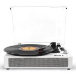 Tocadiscos Prixton Studio Deluxe 10W Bluetooth USB MicroSD AUX RCA Tracção Direta Branco