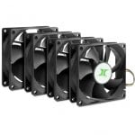 Inter-Tech 88887290 Pack de 4 Ventilateurs IPC 80 mm Noir
