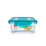 Recipiente Ibili Perfect Tritan 0.8L Quadrado Tampa Hermética Turquesa