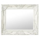 Vidaxl Espejo De Pared Estilo Barroco Blanco 50x40 Cm