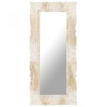 Vidaxl Espejo De Madera Maciza De Mango Blanco 110x50 Cm