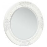Vidaxl Espejo De Pared Estilo Barroco Blanco 50 Cm