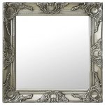 Vidaxl Espejo De Pared Estilo Barroco Plateado 50x50 Cm
