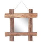 Vidaxl Espejo De Troncos De Madera Maciza Reciclada Natural 50x50 Cm