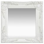 Vidaxl Espejo De Pared Estilo Barroco Blanco 40x40 Cm