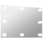 Vidaxl Espejo De Pared Sin Marco Con Luces Led Rectangular De Vidrio