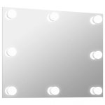 Vidaxl Espejo De Pared Sin Marco Con Luces Led Rectangular De Vidrio Plata Plata-70x50