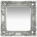 Vidaxl Espejo De Pared Estilo Barroco Plateado 40x40 Cm