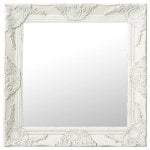 Vidaxl Espejo De Pared Estilo Barroco Blanco 50x50 Cm