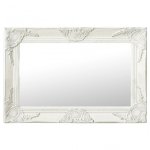 Vidaxl Espejo De Pared Estilo Barroco Blanco 60x40 Cm