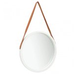 Vidaxl Espejo De Pared Con Correa Blanco 50 Cm