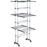 Prateleira de secagem vidaXL 3 camadas com rodas prata 60x70x166 cm