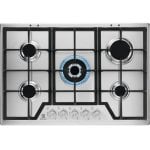 Electrolux KGS7536SX Nero, Stainless steel Da incasso 75 cm Gas 5 Fornello(i)