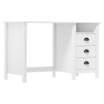 vidaXL Hill Range Secretária com 3 Gavetas Madeira de Pinho 120x50x74cm Branco