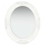 Vidaxl Espejo De Pared Estilo Barroco Blanco 50x60 Cm Blanco Blanco-50x60