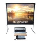 Kimex – écran de Projection mobile à cadre pliable, tissu de Projection arrière au Format 16:9, 2.03x1.14m
