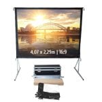Schermo per proiezione mobile con struttura pieghevole Kimex 4,07x2,29 m Formato 16:9 Proiezione frontale