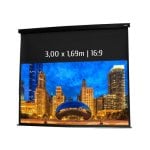 Kimex Pantalla de Proyección Eléctrica 3.00x1.69m Formato 16:9 Carcasa Negra