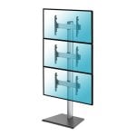 Kimex Support de sol pour 3 écrans TV 40"-65" Hauteur 240 cm VESA 600 x 400 Max 50 kg