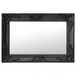 Vidaxl Espejo De Pared Estilo Barroco Negro 60x40 Cm