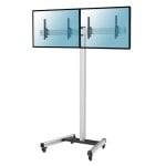 Kimex Soporte de Suelo con Ruedas Inclinable para 2 TV 50"-55" Altura 240cm VESA 600x400 Máx. 50Kg